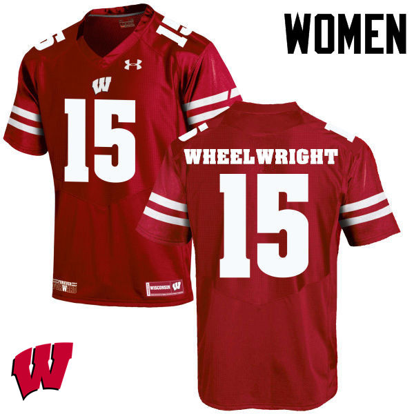 Women Wisconsin Badgers #15 Robert Wheelwright College Football Jerseys-Red - Click Image to Close